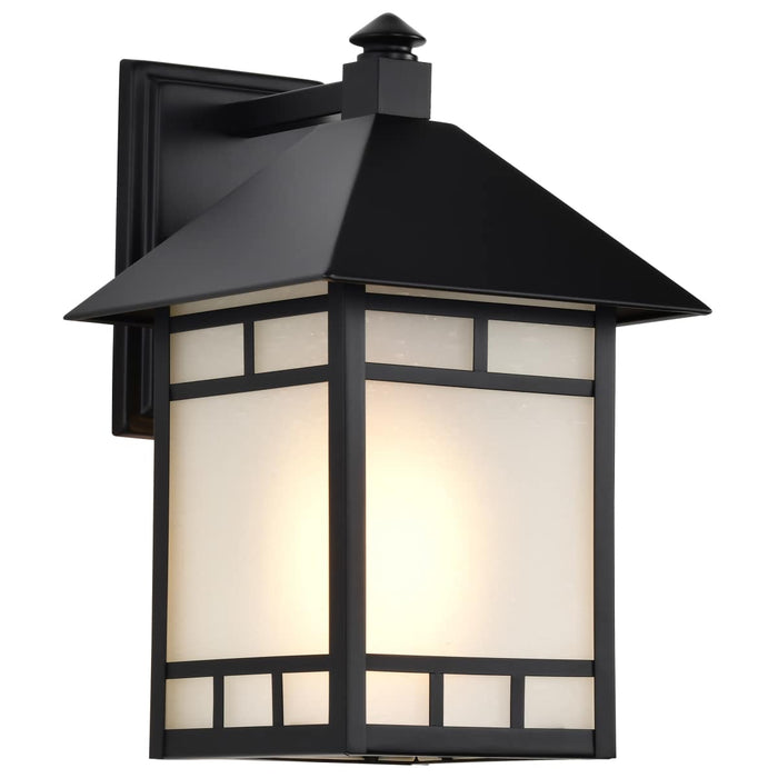 Wall Lantern Nuvo 60-5602 Drexel - 1 Light - 9 in. - Outdoor Wall Fixture with Frosted Seed Glass - Stone Black Finish Nuvo