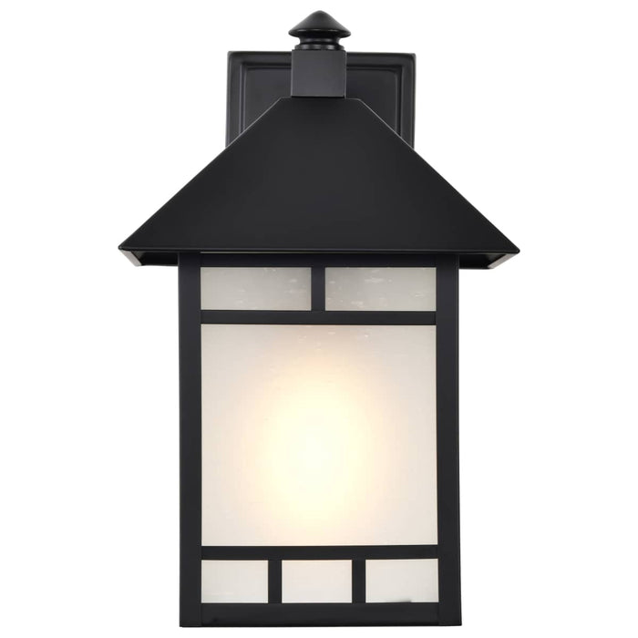 Wall Lantern Nuvo 60-5602 Drexel - 1 Light - 9 in. - Outdoor Wall Fixture with Frosted Seed Glass - Stone Black Finish Nuvo