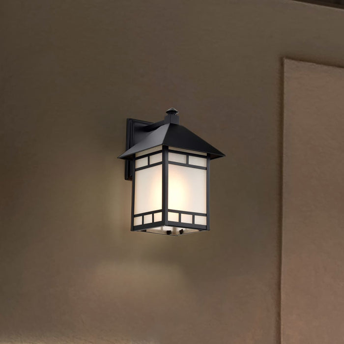 Wall Lantern Nuvo 60-5602 Drexel - 1 Light - 9 in. - Outdoor Wall Fixture with Frosted Seed Glass - Stone Black Finish Nuvo