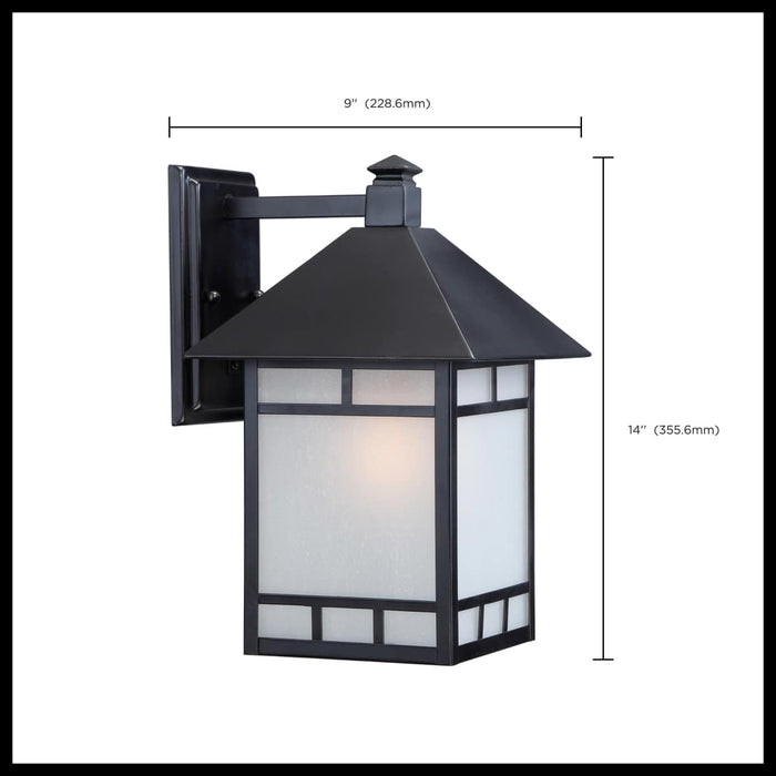 Wall Lantern Nuvo 60-5602 Drexel - 1 Light - 9 in. - Outdoor Wall Fixture with Frosted Seed Glass - Stone Black Finish Nuvo
