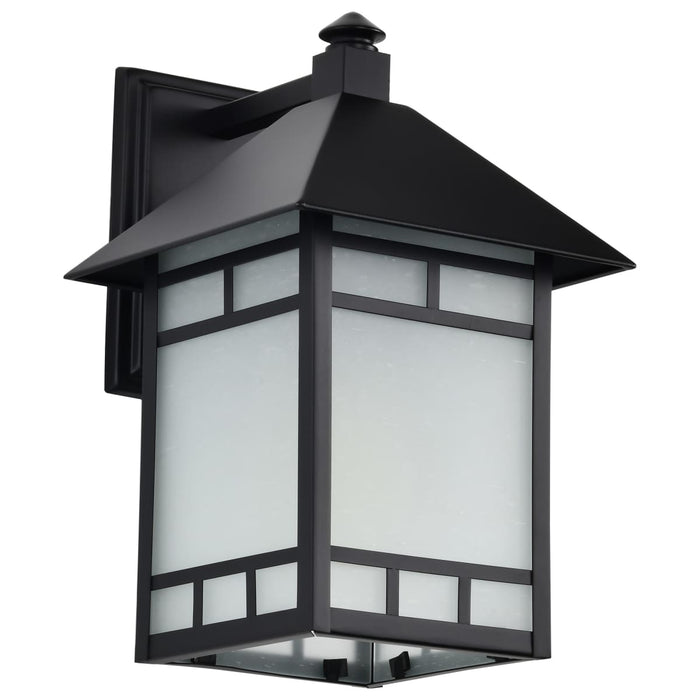Wall Lantern Nuvo 60-5602 Drexel - 1 Light - 9 in. - Outdoor Wall Fixture with Frosted Seed Glass - Stone Black Finish Nuvo