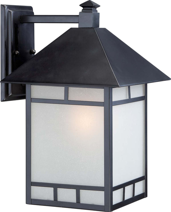 Wall Lantern Nuvo 60-5603 Drexel - 1 Light - 10 in. - Outdoor Wall Fixture with Frosted Seed Glass - Stone Black Finish Nuvo