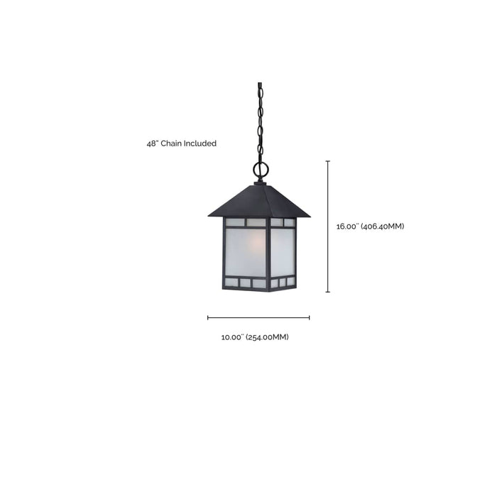 Hanging Lantern Nuvo 60-5604 Drexel - 1 Light - Outdoor Hanging Fixture with Frosted Seed Glass - Stone Black Finish Nuvo