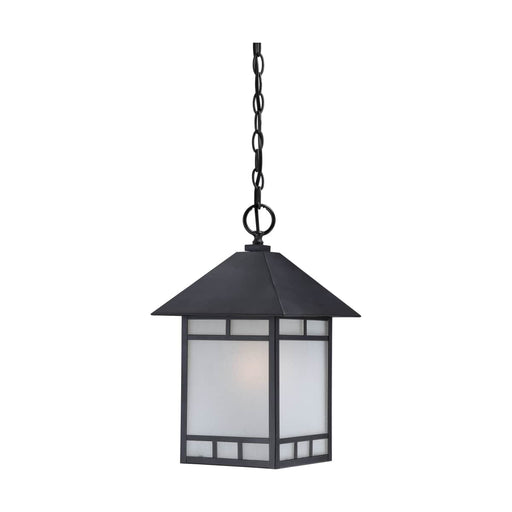 Hanging Lantern Nuvo 60-5604 Drexel - 1 Light - Outdoor Hanging Fixture with Frosted Seed Glass - Stone Black Finish Nuvo