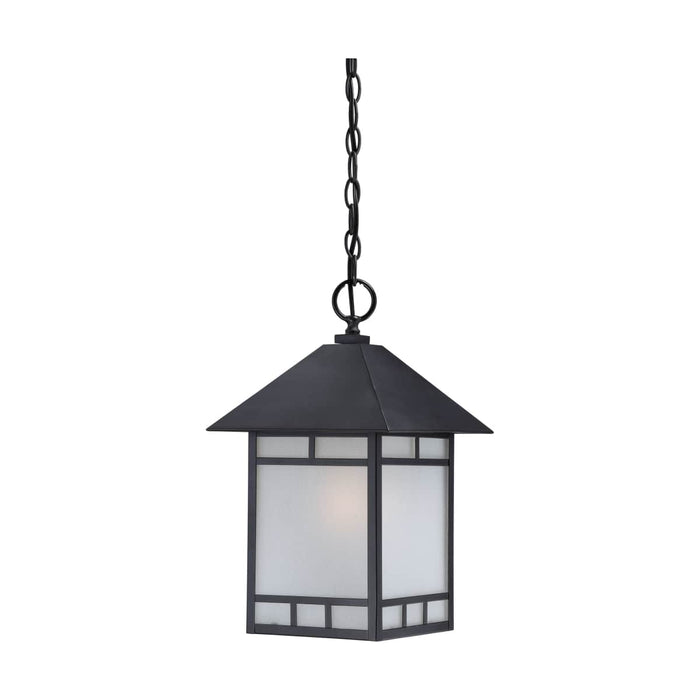 Hanging Lantern Nuvo 60-5604 Drexel - 1 Light - Outdoor Hanging Fixture with Frosted Seed Glass - Stone Black Finish Nuvo