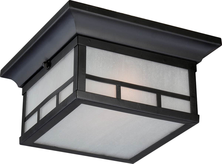 Flush Mount Nuvo 60-5606 Drexel - 2 Light - Outdoor Flush Fixture with Frosted Seed Glass - Stone Black Finish Nuvo
