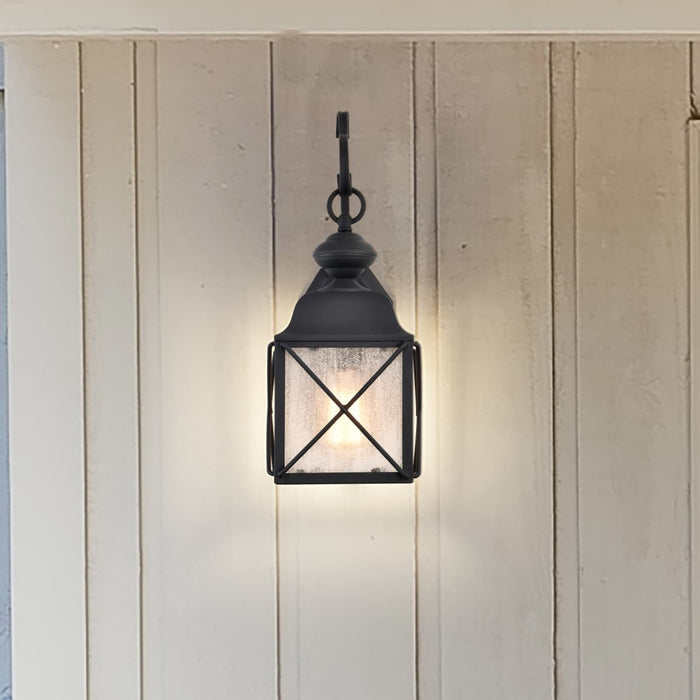 Wall Lantern Nuvo 60-5621 Wingate - 1 Light - 6 in. - Outdoor Wall Fixture with Clear Seed Glass - Textured Black Finish Nuvo