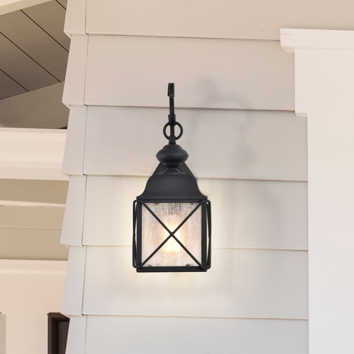 Wall Lantern Nuvo 60-5621 Wingate - 1 Light - 6 in. - Outdoor Wall Fixture with Clear Seed Glass - Textured Black Finish Nuvo