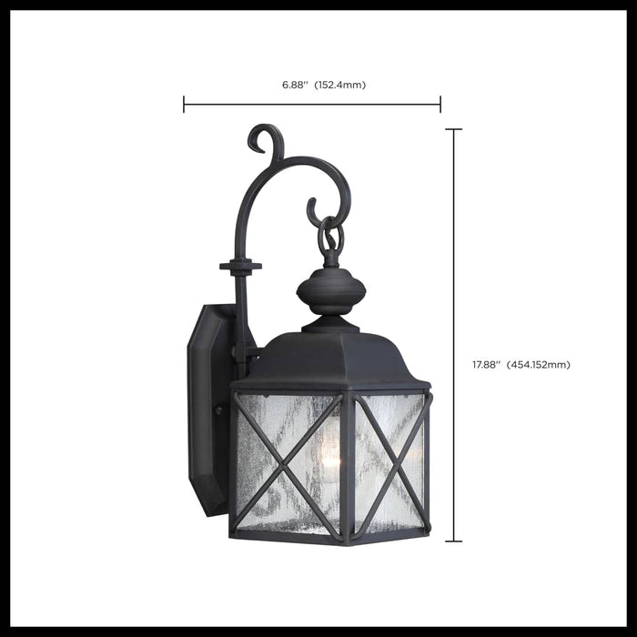 Wall Lantern Nuvo 60-5621 Wingate - 1 Light - 6 in. - Outdoor Wall Fixture with Clear Seed Glass - Textured Black Finish Nuvo