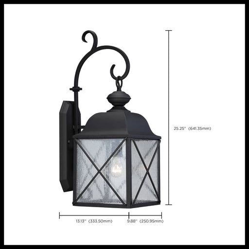 Wall Lantern Nuvo 60-5622 Wingate - 1 Light - 8 in. - Outdoor Wall Fixture with Clear Seed Glass - Textured Black Finish Nuvo