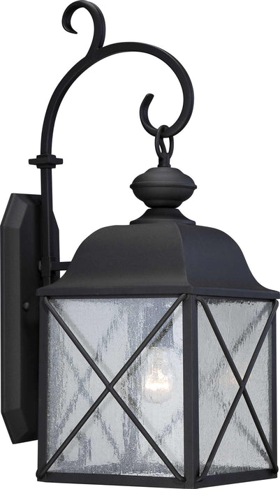 Wall Lantern Nuvo 60-5622 Wingate - 1 Light - 8 in. - Outdoor Wall Fixture with Clear Seed Glass - Textured Black Finish Nuvo