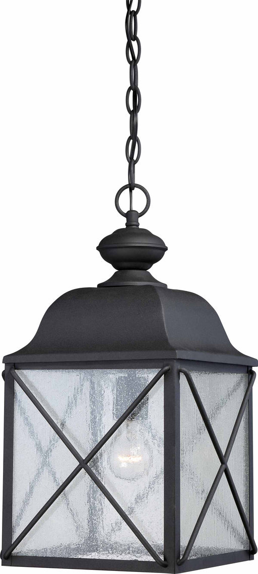 Hanging Lantern Nuvo 60-5624 Wingate - 1 Light - Outdoor Hanging Fixture with Clear Seed Glass - Textured Black Finish Nuvo