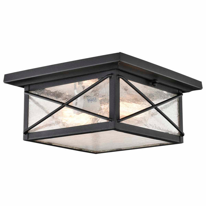 Flush Mount Nuvo 60-5626 Wingate - 2 Light - Outdoor Flush Fixture with Clear Seed Glass - Textured Black Finish Nuvo