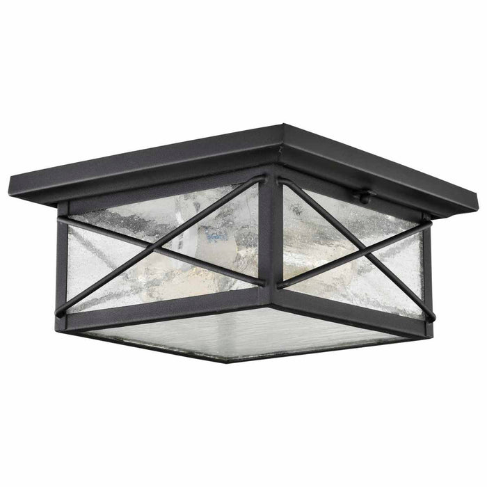 Flush Mount Nuvo 60-5626 Wingate - 2 Light - Outdoor Flush Fixture with Clear Seed Glass - Textured Black Finish Nuvo