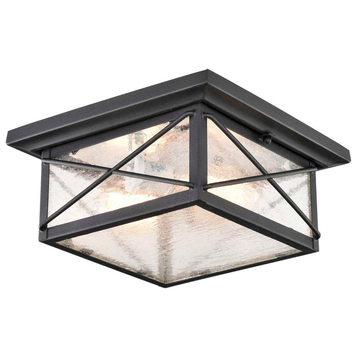 Flush Mount Nuvo 60-5626 Wingate - 2 Light - Outdoor Flush Fixture with Clear Seed Glass - Textured Black Finish Nuvo