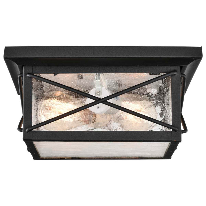 Flush Mount Nuvo 60-5626 Wingate - 2 Light - Outdoor Flush Fixture with Clear Seed Glass - Textured Black Finish Nuvo