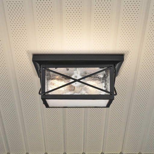 Flush Mount Nuvo 60-5626 Wingate - 2 Light - Outdoor Flush Fixture with Clear Seed Glass - Textured Black Finish Nuvo