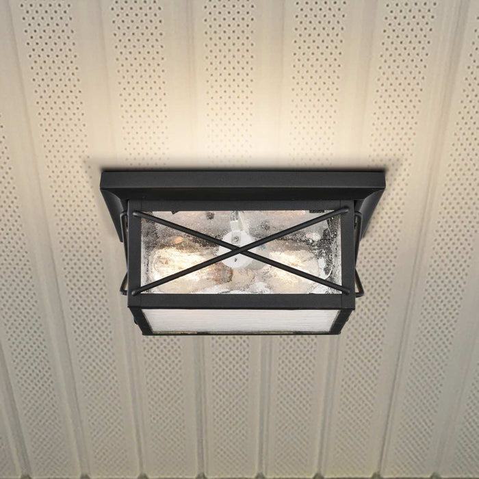Flush Mount Nuvo 60-5626 Wingate - 2 Light - Outdoor Flush Fixture with Clear Seed Glass - Textured Black Finish Nuvo