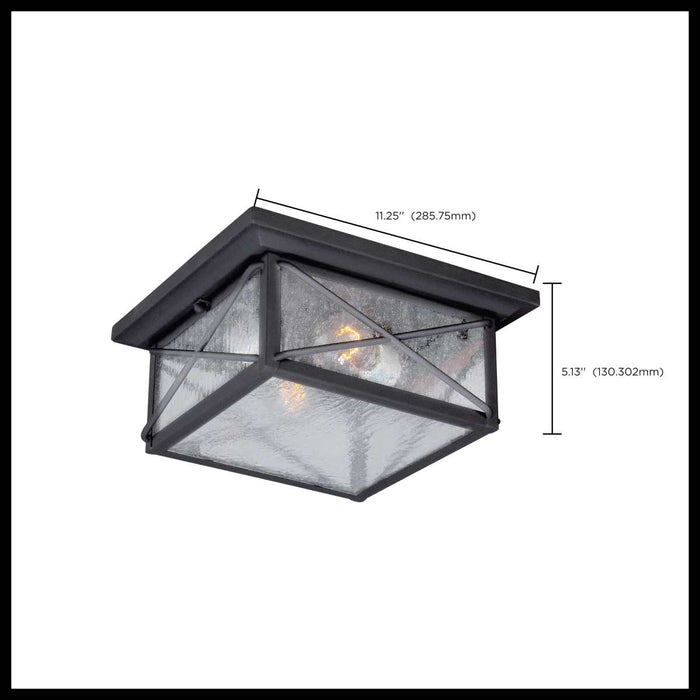 Flush Mount Nuvo 60-5626 Wingate - 2 Light - Outdoor Flush Fixture with Clear Seed Glass - Textured Black Finish Nuvo
