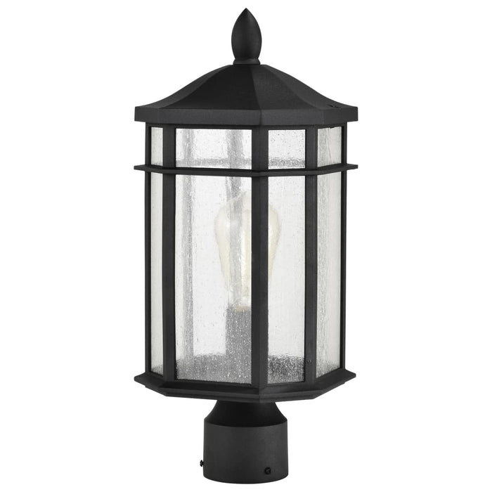 Post Lantern Nuvo 60-5758 Raiden Collection Outdoor 18 inch Post Light Pole Lantern - Matte Black Finish with Clear Seedy Glass Nuvo