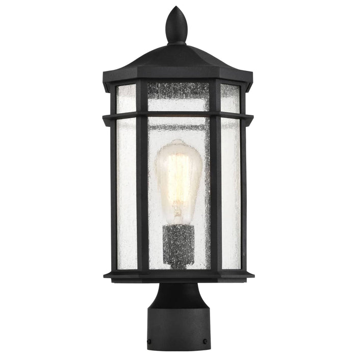 Post Lantern Nuvo 60-5758 Raiden Collection Outdoor 18 inch Post Light Pole Lantern - Matte Black Finish with Clear Seedy Glass Nuvo
