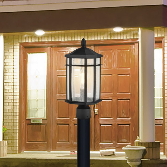 Post Lantern Nuvo 60-5758 Raiden Collection Outdoor 18 inch Post Light Pole Lantern - Matte Black Finish with Clear Seedy Glass Nuvo