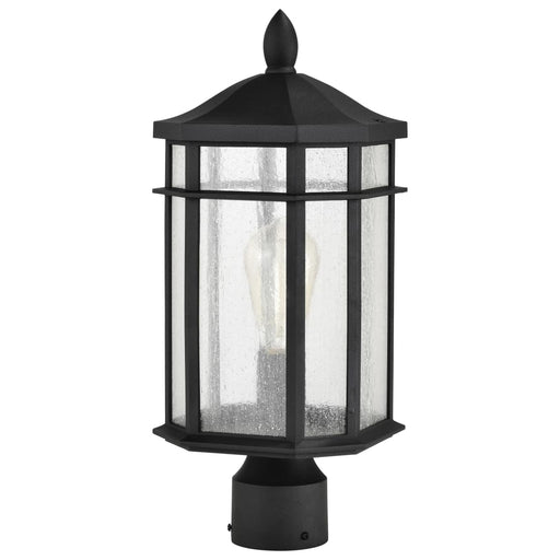 Post Lantern Nuvo 60-5758 Raiden Collection Outdoor 18 inch Post Light Pole Lantern - Matte Black Finish with Clear Seedy Glass Nuvo