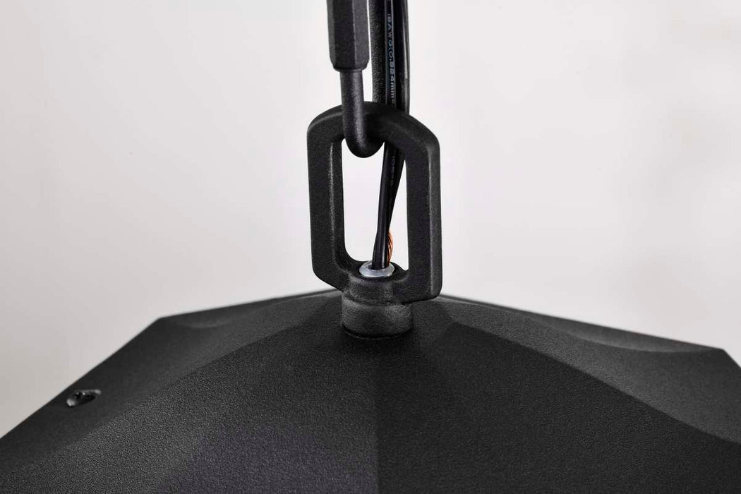 Hanging Lantern Nuvo 60-5759 Raiden Collection Outdoor 14.5 inch Hanging Light - Matte Black Finish with Clear Seedy Glass Nuvo
