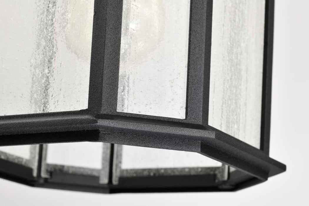 Hanging Lantern Nuvo 60-5759 Raiden Collection Outdoor 14.5 inch Hanging Light - Matte Black Finish with Clear Seedy Glass Nuvo