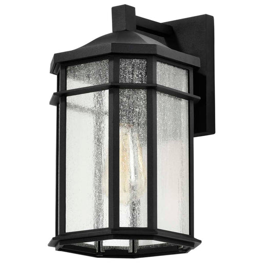 Wall Lantern Nuvo 60-5760 Raiden Collection Outdoor 14 inch Wall Light - Matte Black Finish with Clear Seedy Glass Nuvo