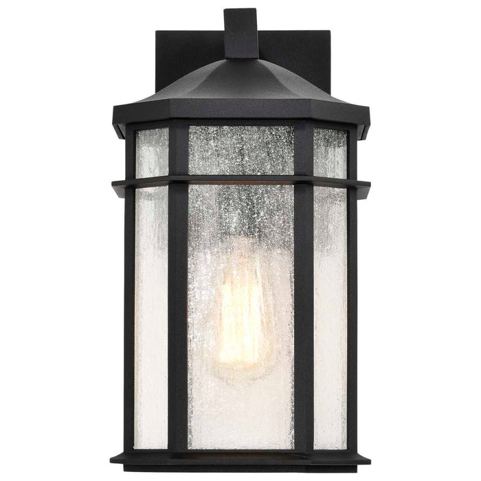 Wall Lantern Nuvo 60-5760 Raiden Collection Outdoor 14 inch Wall Light - Matte Black Finish with Clear Seedy Glass Nuvo