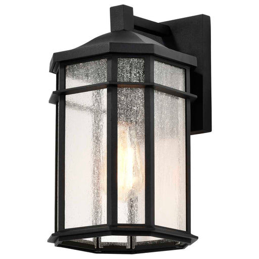 Wall Lantern Nuvo 60-5760 Raiden Collection Outdoor 14 inch Wall Light - Matte Black Finish with Clear Seedy Glass Nuvo
