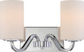 Vanity Nuvo 60-5802 Willow - 2 Light - Vanity Fixture with White Glass - Polished Nickel Finish Nuvo