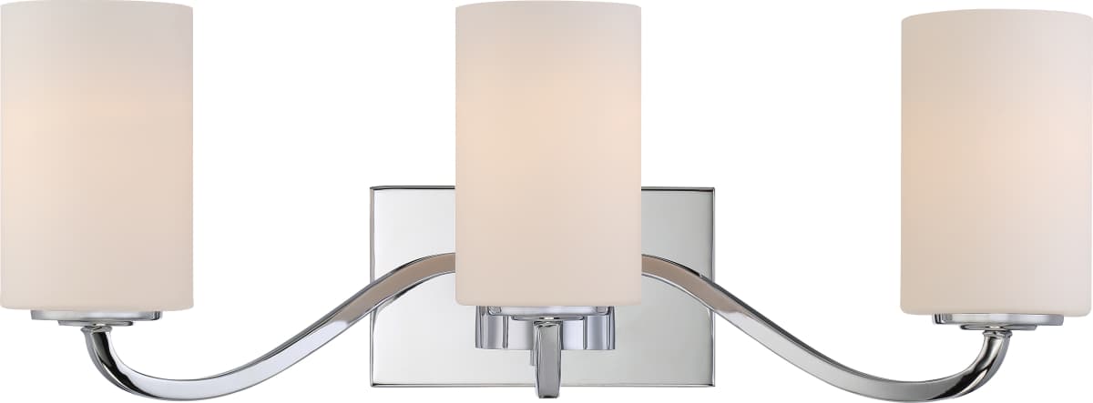 Vanity Nuvo 60-5803 Willow - 3 Light - Vanity Fixture with White Glass - Polished Nickel Finish Nuvo