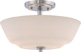 Semi Flush Nuvo 60-5806 Willow - 2 Light - Semi-Flush Fixture with White Glass - Polished Nickel Finish Nuvo