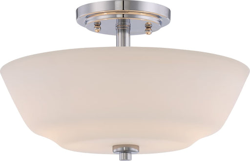 Semi Flush Nuvo 60-5806 Willow - 2 Light - Semi-Flush Fixture with White Glass - Polished Nickel Finish Nuvo