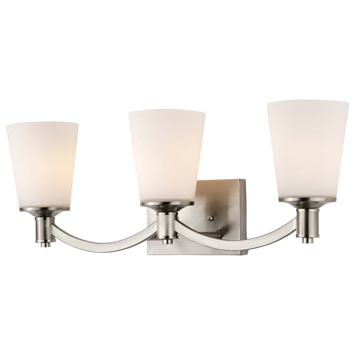 Vanity Nuvo 60-5823 Laguna - 3 Light - Vanity with White Glass - Brushed Nickel Finish Nuvo