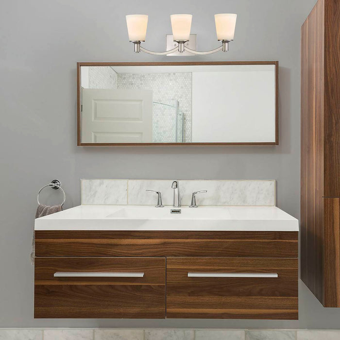 Vanity Nuvo 60-5823 Laguna - 3 Light - Vanity with White Glass - Brushed Nickel Finish Nuvo