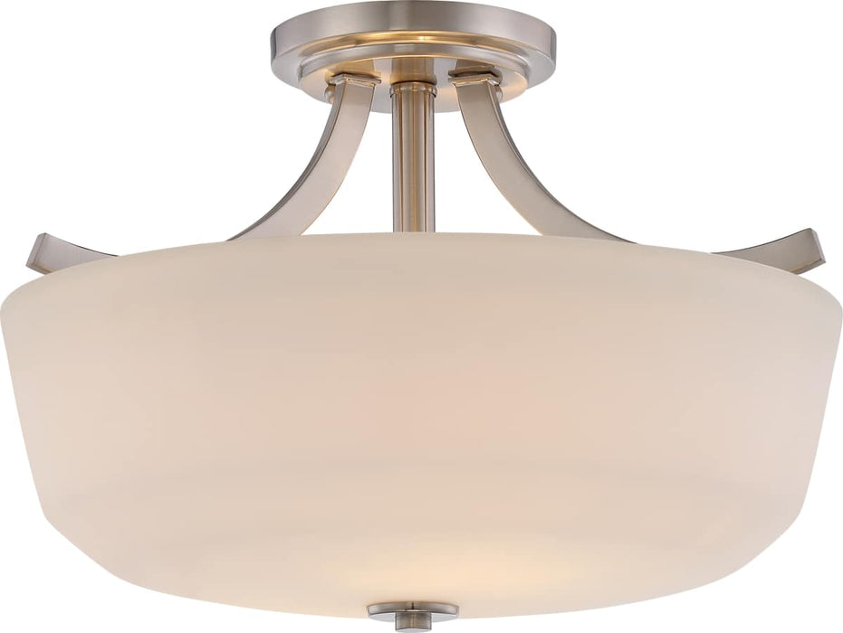 Semi Flush Nuvo 60-5826 Laguna - 2 Light - Semi-Flush with White Glass - Brushed Nickel Finish Nuvo
