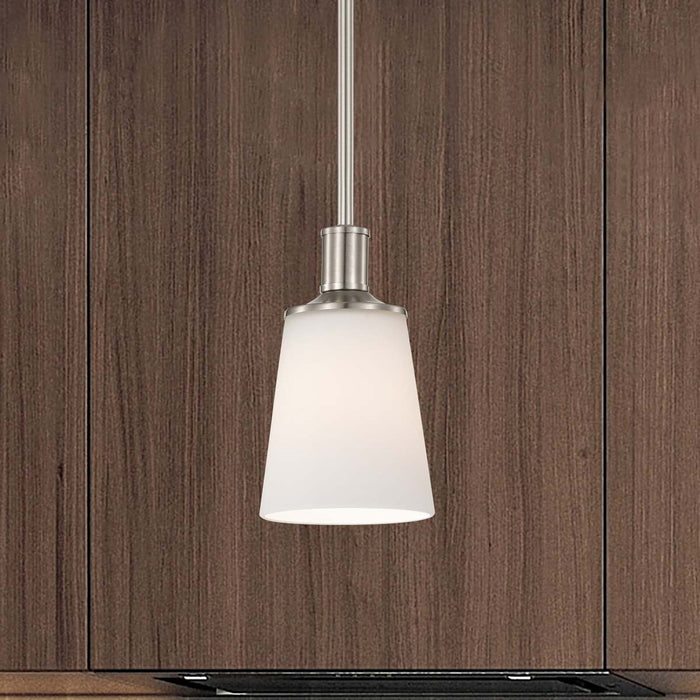 Mini Pendant Nuvo 60-5828 Laguna - 1 Light - Mini Pendant with White Glass - Brushed Nickel Finish Nuvo