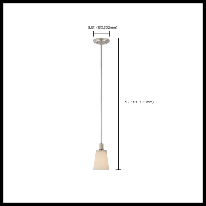 Mini Pendant Nuvo 60-5828 Laguna - 1 Light - Mini Pendant with White Glass - Brushed Nickel Finish Nuvo