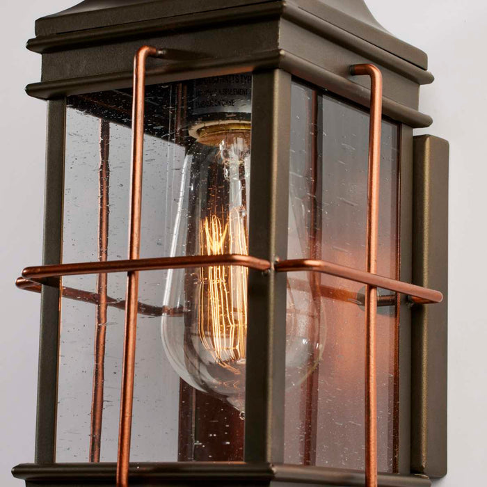Wall Lantern Nuvo 60-5831 Howell - 1 Light - Small Outdoor Wall Fixture with 60W Vintage Lamp Included - Bronze with Copper Accents Finish Nuvo