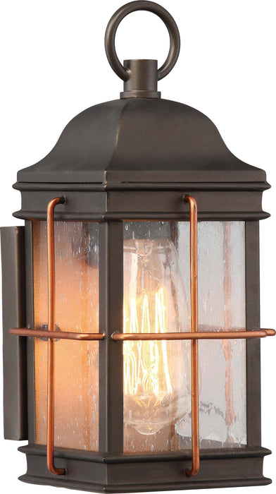 Wall Lantern Nuvo 60-5831 Howell - 1 Light - Small Outdoor Wall Fixture with 60W Vintage Lamp Included - Bronze with Copper Accents Finish Nuvo