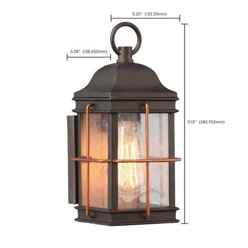 Wall Lantern Nuvo 60-5831 Howell - 1 Light - Small Outdoor Wall Fixture with 60W Vintage Lamp Included - Bronze with Copper Accents Finish Nuvo