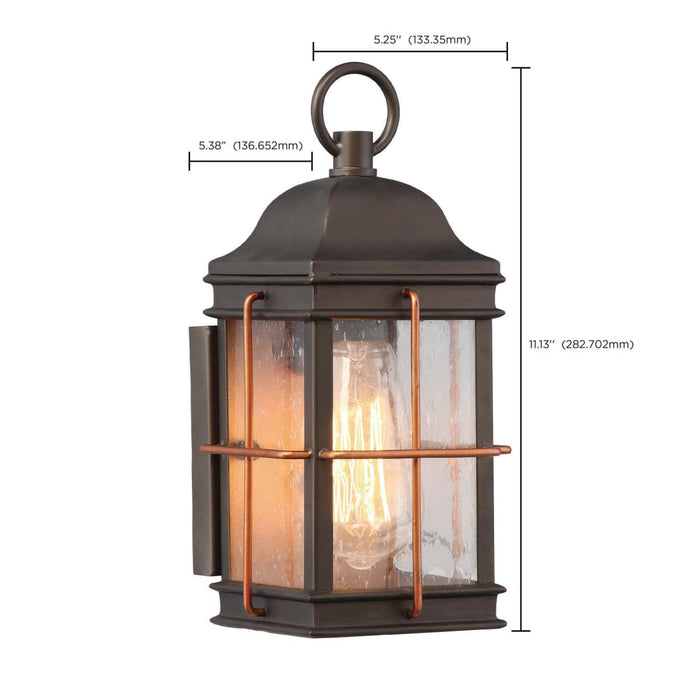 Wall Lantern Nuvo 60-5831 Howell - 1 Light - Small Outdoor Wall Fixture with 60W Vintage Lamp Included - Bronze with Copper Accents Finish Nuvo