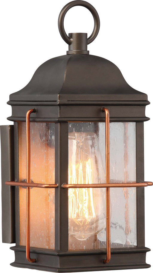 Wall Lantern Nuvo 60-5831 Howell - 1 Light - Small Outdoor Wall Fixture with 60W Vintage Lamp Included - Bronze with Copper Accents Finish Nuvo