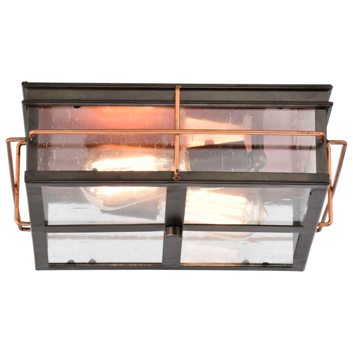 Flush Mount Nuvo 60-5834 Howell - 2 Light - Outdoor Flush Fixture with 60W Vintage Lamps Included - Bronze with Copper Accents Finish Nuvo