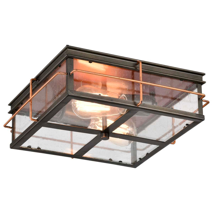 Flush Mount Nuvo 60-5834 Howell - 2 Light - Outdoor Flush Fixture with 60W Vintage Lamps Included - Bronze with Copper Accents Finish Nuvo