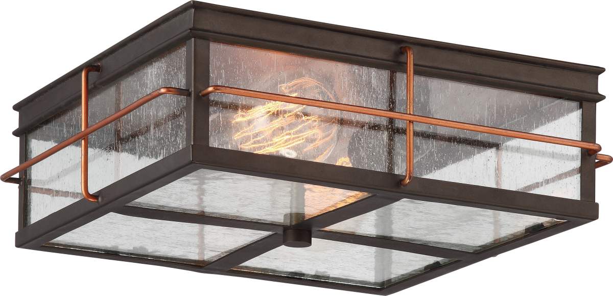Flush Mount Nuvo 60-5834 Howell - 2 Light - Outdoor Flush Fixture with 60W Vintage Lamps Included - Bronze with Copper Accents Finish Nuvo