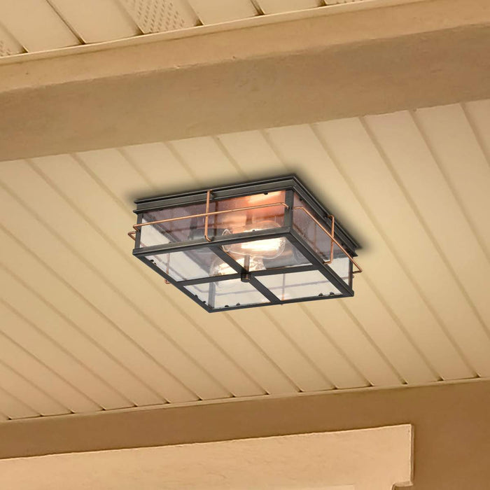 Flush Mount Nuvo 60-5834 Howell - 2 Light - Outdoor Flush Fixture with 60W Vintage Lamps Included - Bronze with Copper Accents Finish Nuvo